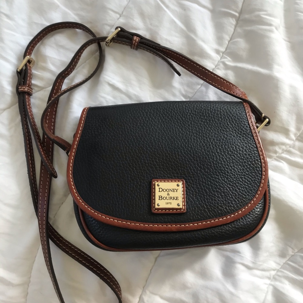 Black and brown leather Dooney & Bourke saddle bag